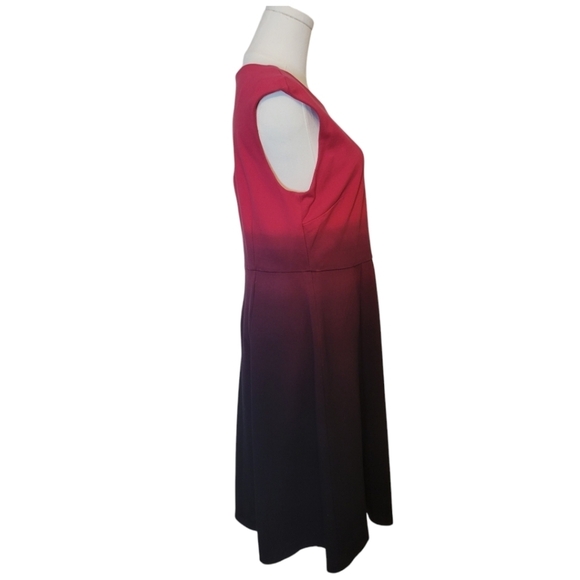 Catherine Malandrino Red & Black Ombre Sleeveless Fit & Flare Dress Size Large - Picture 4 of 6
